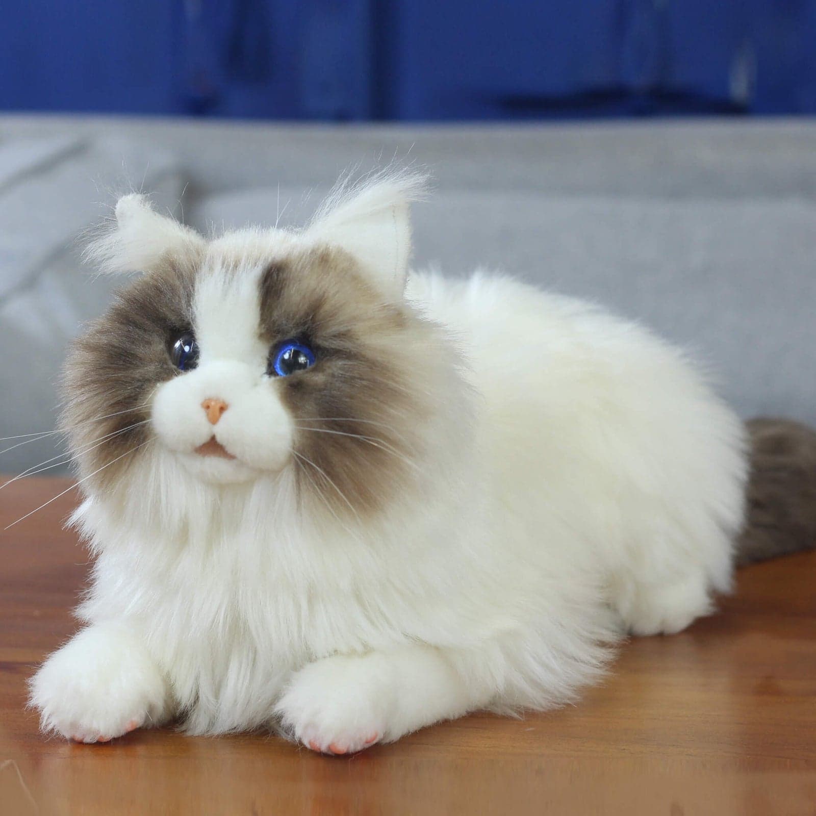 Ragdoll-style Elephant Robotics metaCat with illuminated blue eyes