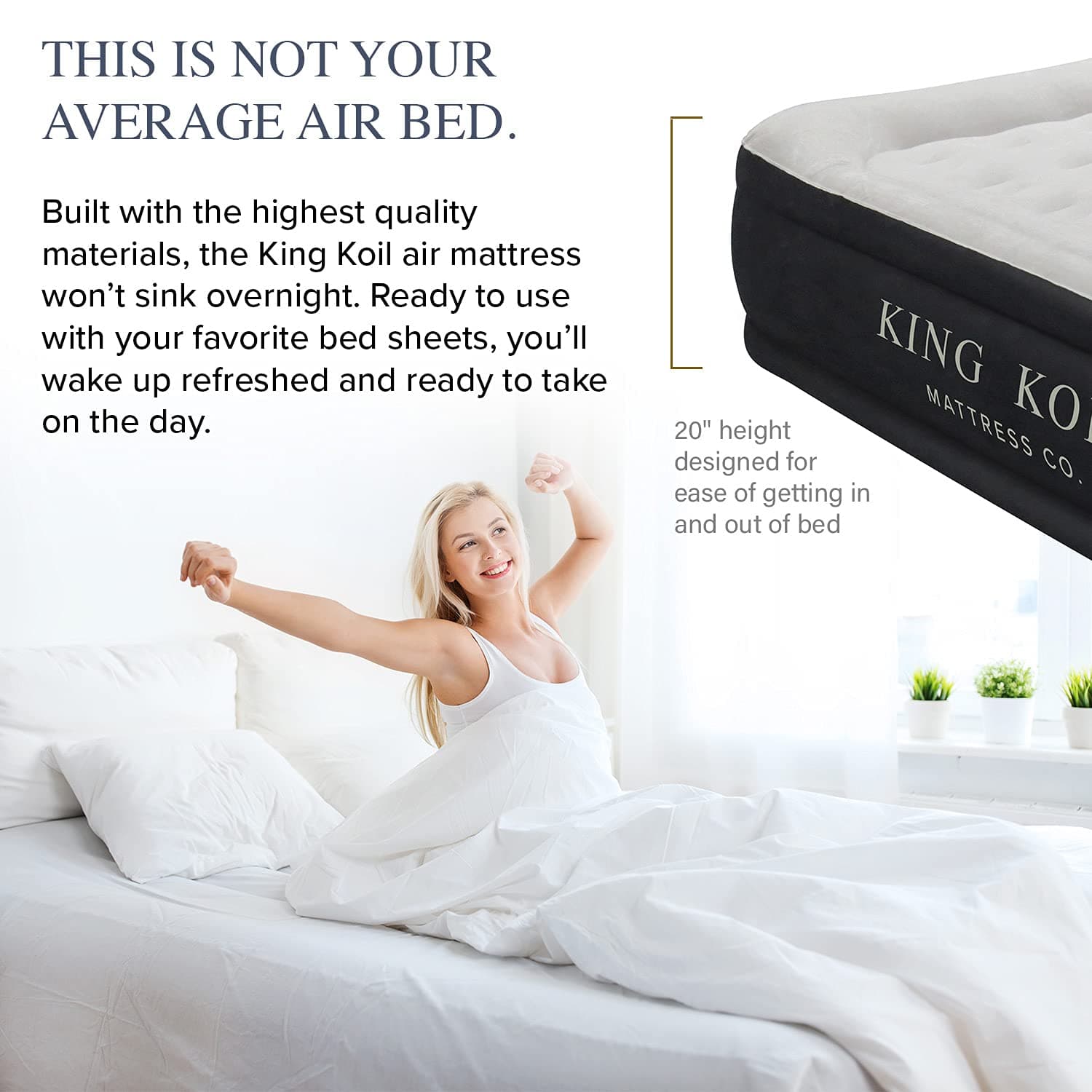 Side view of the King Koil Queen 20-inch airbed