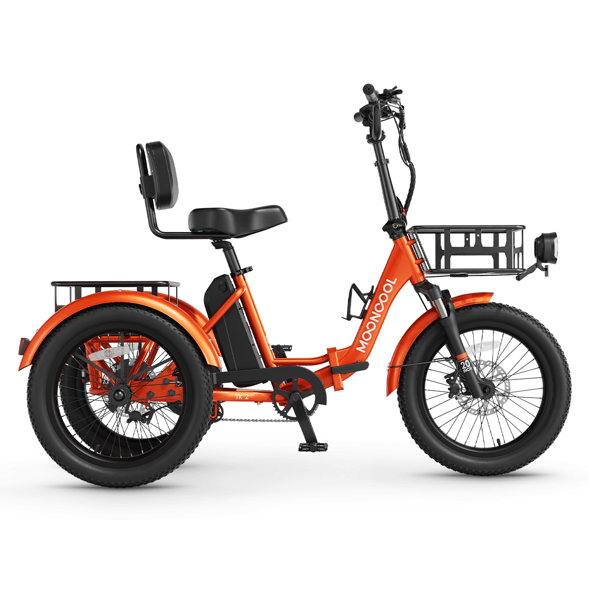 Mooncool TK2 Folding Electric Trike in orange