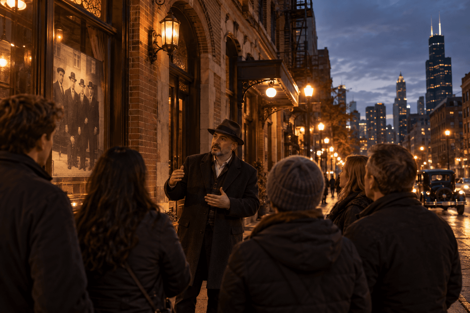 Representative evening history tour in Chicago