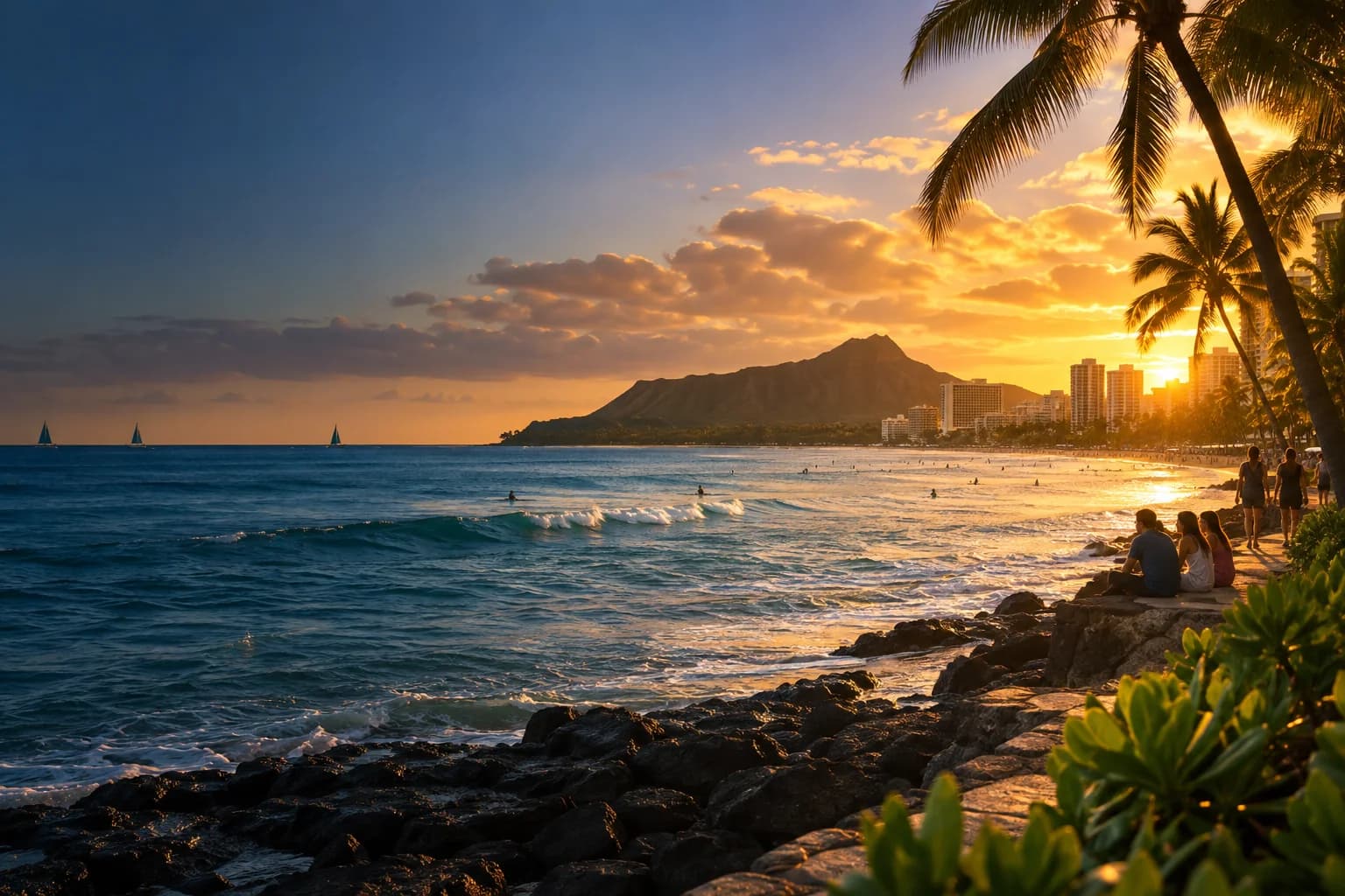 Honolulu destination skyline and city atmosphere