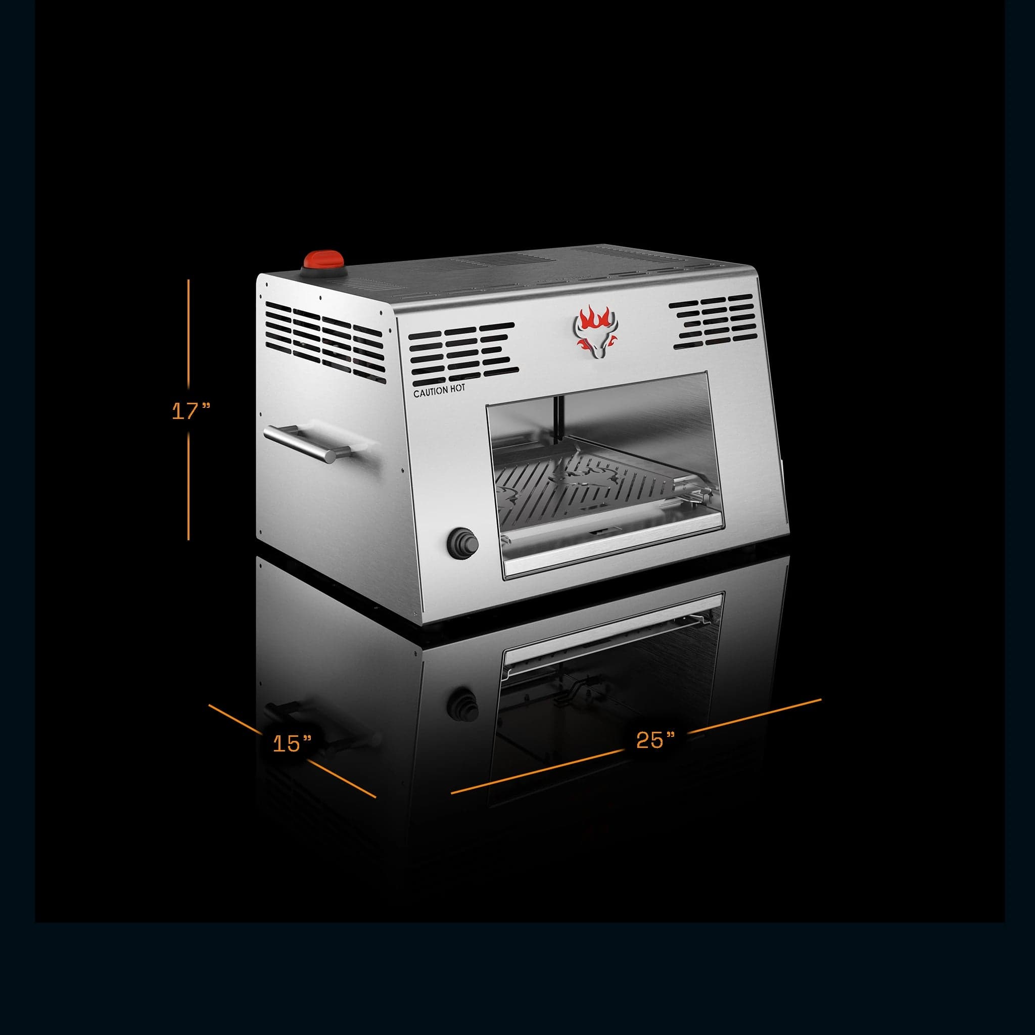 Dimension diagram for the Schwank 1500 Degree Portable Infrared Grill