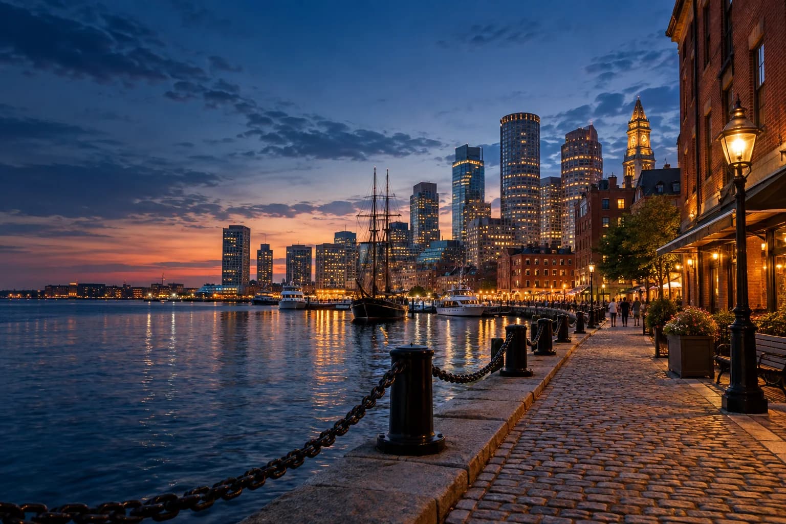 Boston destination skyline and city atmosphere