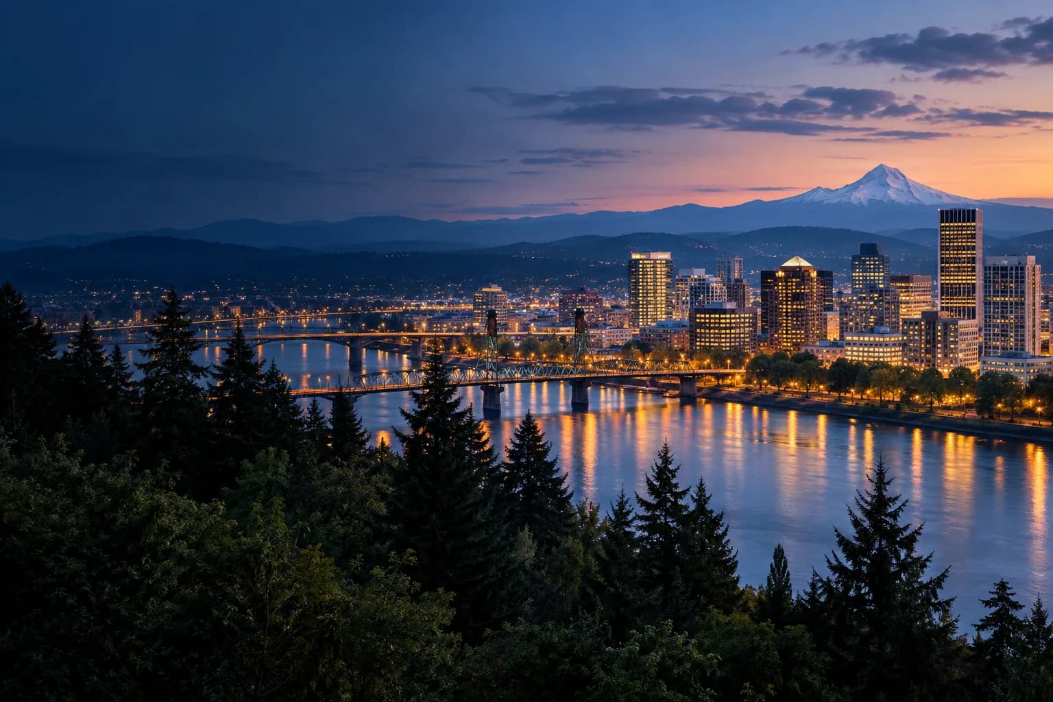 Portland destination skyline and city atmosphere